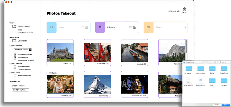 Section 3 Photos Takeout app for Mac - Backup to Google Photos